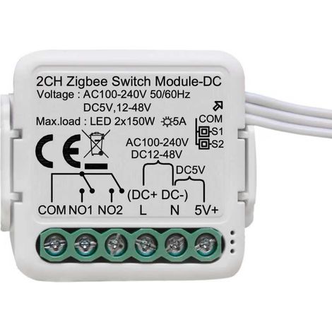 Zigbee 3.0 2 canaux DC 5 V 24 V 32 V AC100-240 V contact sec Module de commutation Smart Relais (1/4)