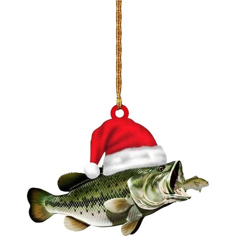 Ornement De Noël Poisson Perche - Acrylique Plat 2D - Pour Arbre À Noël Miroir Rétroviseur Décoration Intérieure - 1 Pièce (1/4)