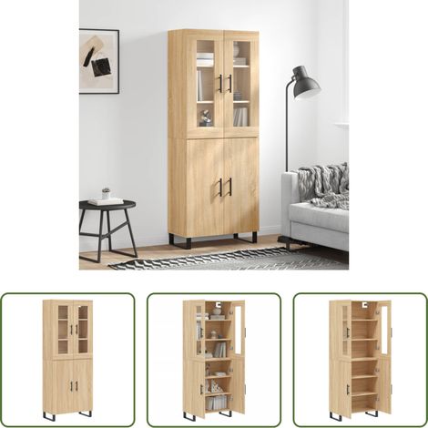 Buffet élégant -  Buffet haut Chêne sonoma 69,5x34x180 cm Bois d'ingénierie (1/5)