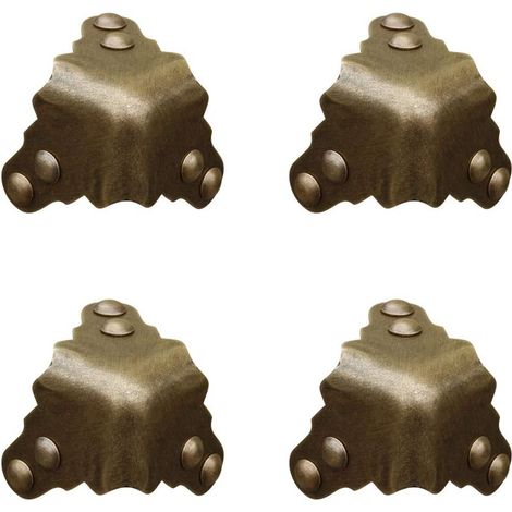 Lot de 4 protections d'angle vintage en laiton pur, pour bureau, boîte à bijoux, coffret cadeau, trois côtés (1/5)