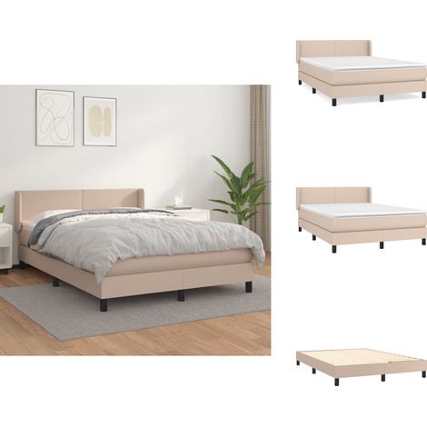 Boxspringbett Matratze Cappuccino-Braun 140x200cm Kunstleder - Boxspringbett - Doppelbett - Bettenrahmen - Kunstlederbett - Capucchino Braun (1/5)