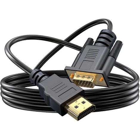 Adaptateur de câble HDMI vers VGA plaqué or, compatible avec les téléviseurs HD, les projecteurs et les moniteurs, offrant une qualité de transmission du signal élevée, une grande polyvalence et de mu (1/5)