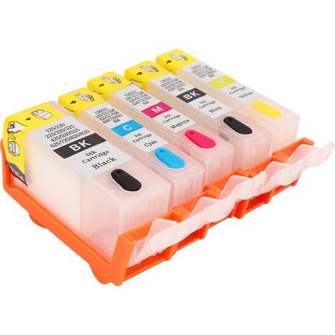 Packung mit 5 PP 4-Farben-Tintenpatronen, luftdicht, für gleichmäßiges Drucken, für 520-521 Drucker (1/5)