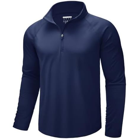 T Shirt Manches Longues - Protection Solaire UPF 50+ - Col Rond et Zip 1/4 - Tissu Léger Polyester - Pour Activités Extérieures - 1 Pièce (1/5)