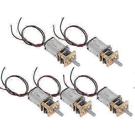 Lot de 5 mini-moteurs à engrenages N20 CC 3V-6V à vitesse lente, entièrement métalliques, avec réducteur. (1/4)