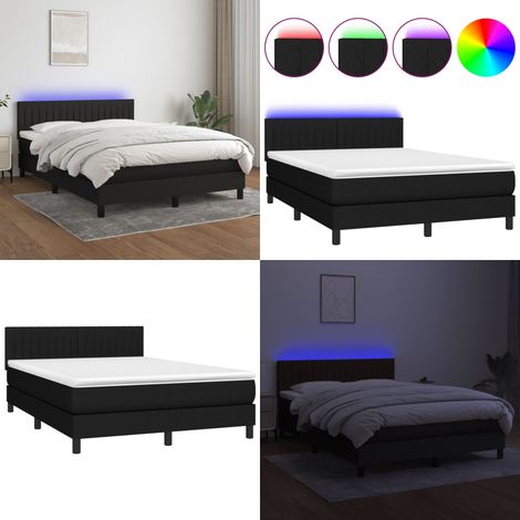 Boxspringbett mit Matratze & LED Schwarz 140x200 cm Stoff - Boxspringbett - Doppelbett - Schlafsystem - Bettrahmen - Lattenrost - Home & Living (1/5)