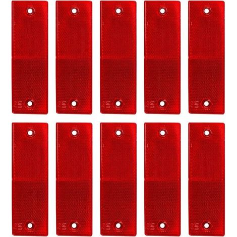 Réfléchissant Plaque D'Avertissement, Catadioptres de Sécurité, Catadioptre Remorque, Réflecteurs Camion, pour Camions Caravanes RV Bateaux Vélo, 10 Pièces,rouge,14.84.8cm (1/3)