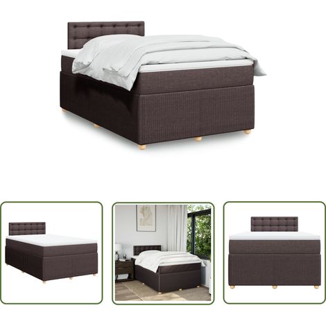 vidaXL Boxspringbett mit Matratze Dunkelbraun 120x200 cm Stoff
