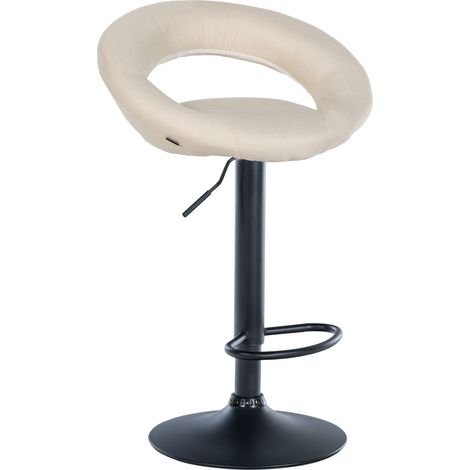 Sgabello da bar x1 seduta rotonda stile contemporaneo tessuto crema e metallo nero 100006067
