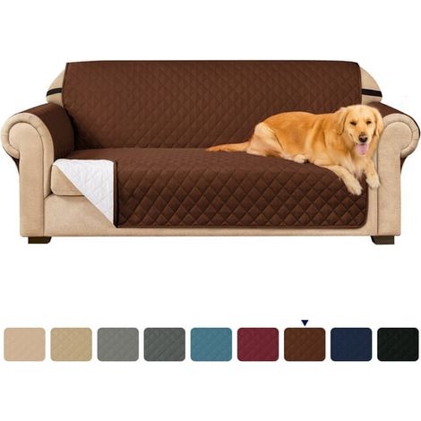 Housse de canapé extensible matelassée réversible en une pièce avec sangles élastiques antidérapantes et lavable pour animaux de compagnie (1/5)