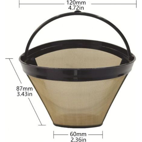 Filtre Cafe Reutilisable, Filtre Permanent, Filtre Universel Cafetiere, 100 Mailles Filtre à Café, Acier Inoxydable 304, avec Poignée, 12cm, pour Plupart Des Cafetières (Doré) (1/5)