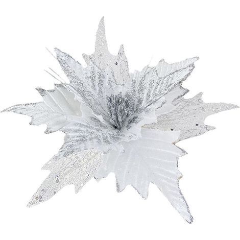 Glitzernde Weihnachtsblume, authentischer Weihnachtsstern mit Clips zum Selbermachen, Weihnachtskranz, Weihnachtsdekoration für Zuhause und Partys (220627LW03-2) (1/5)