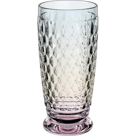 1x Verre à long drink, motif à facettes, couleur nacrée, cristallin robuste, pour table quotidienne et festive