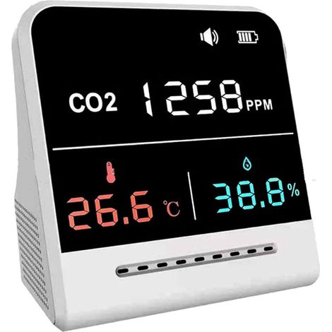 Capteur De CO2 De Bureau Portable, Moniteur De Qualité De L'air Professionnel Détecteur De CO2 Aver Une Batterie Longue Durée, Détecteur De Dioxyde De Carbone, Humidité Relative De Température