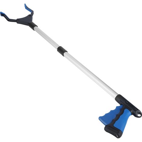 Pince de nettoyage multifonctionnelle pliable, ramasse-déchets, produit de nettoyage, poignée bleue, tube argenté (1/5)