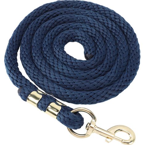 Longe pour cheval de 2 m, anti-casse, antidérapante, avec crochet pour la marche et le travail du cheval, bleu foncé (1/5)