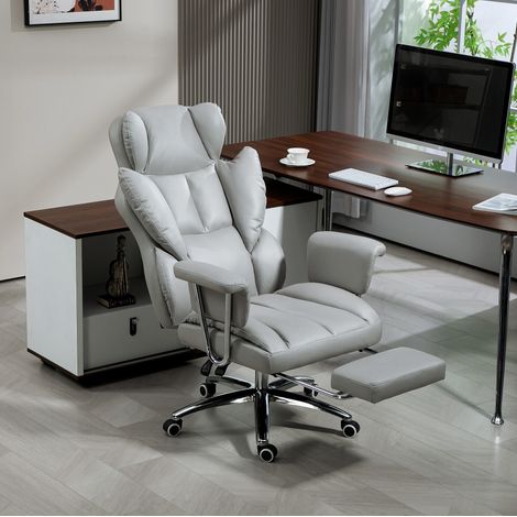 Silla de oficina 74x65x120-128 cm de espuma gris claro, fácil de montar, FloraGrace (1/5)