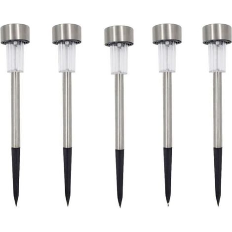 Lot de 5 bornes solaires à LED lampes de jardin à planter (1/5)