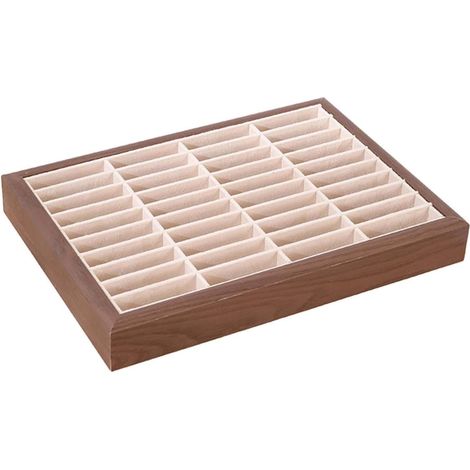 Vassoio espositivo per bracciali con cornice in legno e rivestimento in velluto, per 40 bracciali - 35 x 25 x 4 cm - Ideale per donna, ufficio, toeletta, negozio - Beige (1/5)