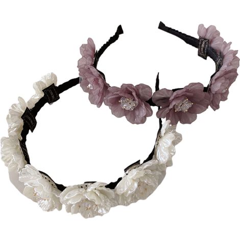 Serre-Tête En Résine Simulé Couronne De Fleurs Avec Diamants Accessoire Coiffure Pour Fête Et Quotidien - 1 Pièce (1/5)