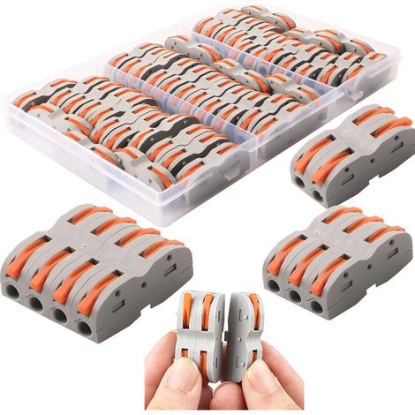 Bornes de Connexion Automatique, Rapide Connecteur de fil de Câble, Connecteur à Ecrou à levier, Assortiment de Conducteurs Connecteurs de fils Compacts SPL-1 (42 Pièces) (1/5)