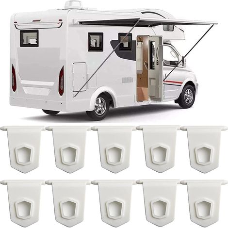 Lot de 10 crochets pour bâche camping-car, accessoires fourgon aménagé, attaches en S pour auvent extérieur, tente et bateau, caoutchouc dur et acier inoxydable (1/5)