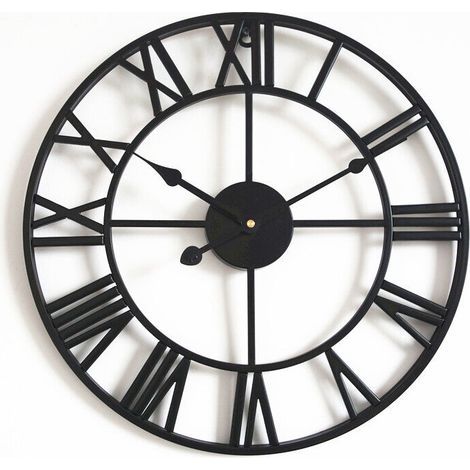 45 cm Horloge murale silencieuse vintage avec chiffres romains sans tic-tac, en métal - Décoration d’intérieur pour salon, cuisine, café, hôtel et bureau (1/5)