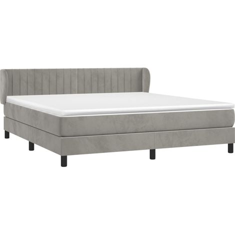 vidaXL Sommier à lattes de lit et matelas Gris clair 160x200cm Velours (1/5)