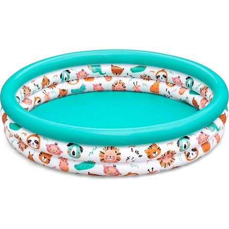 Trade Shop - Rundpool 122 cm aufblasbar oberirdisch Fisch Kinder Garten 3 Ringe -