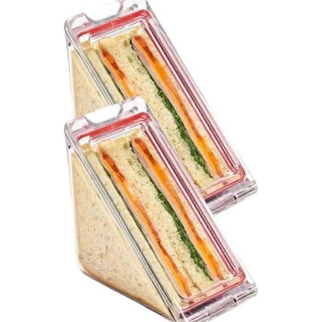 Boîte à sandwich triangulaire transparente en plastique avec couvercle, idéale pour emporter du fromage (lot de 2). (1/5)