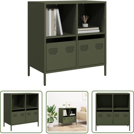 vidaXL Buffet vert olive 68x39x73,5 cm acier laminé à froid (1/5)
