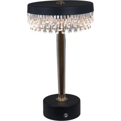 L'Arcolaio Lampada Led Kristal Tonda D 15 Cm H 25,5 Cm Nera