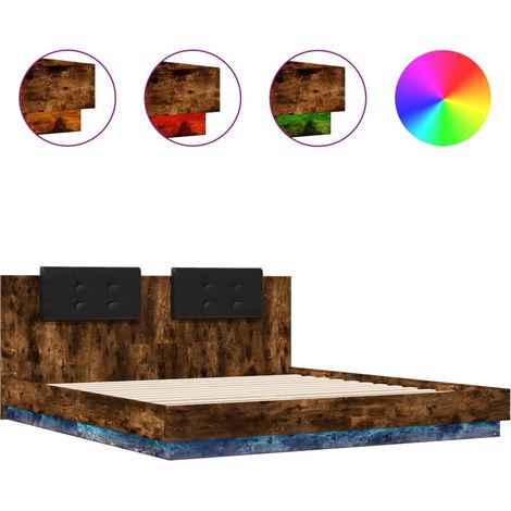 Maison Exclusive - Estructura de cama cabecero luces LED roble ah