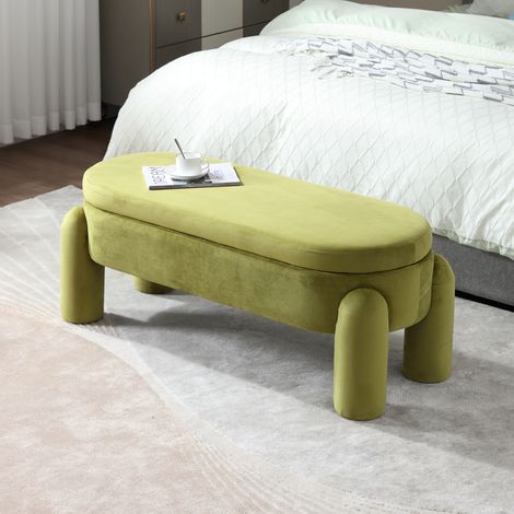 Wahson Banc Banquette en Velours,Banc de Rangement Pliable, Banc de Lit pour Salon et Chambre, Banquette d'entrée avec Design, Vert