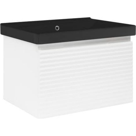 Meuble de salle de bains suspendu Naturel Savona - 78x43x45 - avec vasque céramique - Blanc