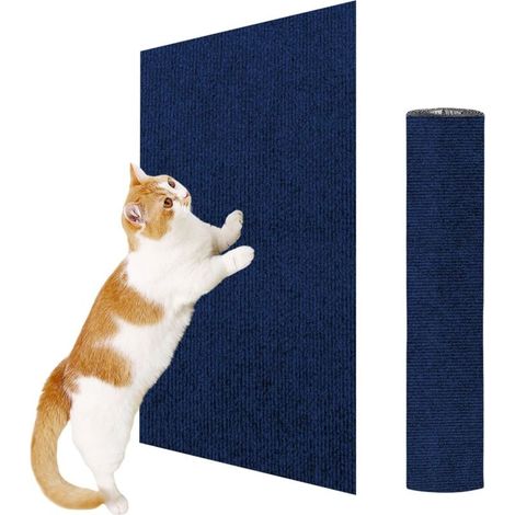Tapis griffoir adhésif pour chat - Protège murs, portes et meubles - Tapis griffoir adhésif, protection meubles DIY, bleu,200 x 60 cm (1/5)