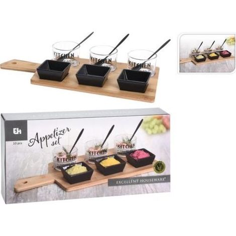 Juego de bandejas para tapas y aperitivos de 37 cm, 10 unidades.