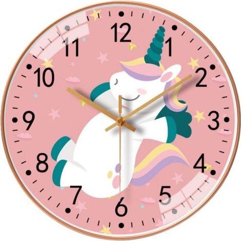 Horloge murale de salon - 20 cm - Cadran numérique à motif licorne –Mouvement à quartz silencieux (1/5)