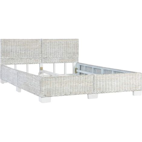 Maison Exclusive - Bettgestell Grau Natur Rattan 140 x 200 cm