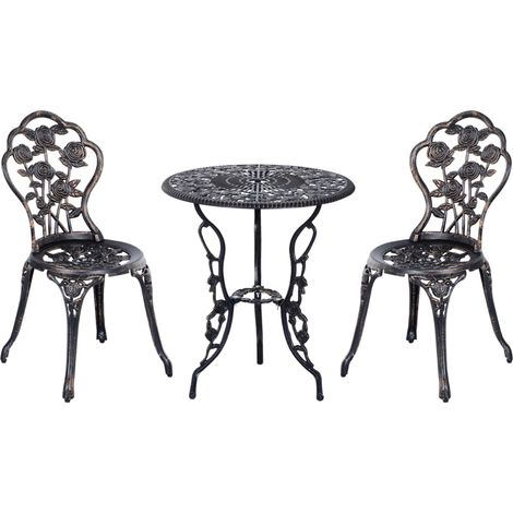 Set mobili da giardino 3 pezzi in alluminio e ferro effetto bronzo MODENUIT (1/5)