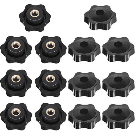 Bouton de Serrage Tête étoile, Étoile Tête Écrous De Serrage Bouton, Serrage Écrous Poignée Forme Étoile, Bouton De Serrage De Filetage, pour Machine-outil, Noire, M6, 14 Pièces