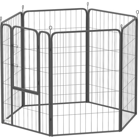 Parc pour chien 6 panneaux robuste porte sécurisée intérieur extérieur jardin camping hauteur 100 cm