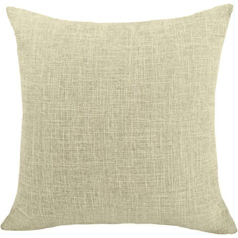 Housses de Coussin Coton Lin en Couleur Unie Throw Pillow Case Chambre Salon Sofa Décoration de Maison Carré Taie d'oreiller Invisible Fermeture à glissière Beige 35X50CM (1/5)
