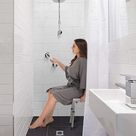 Taburete Para Ducha Cuadrado - Taburete giratorio 360 ° para baño ajustable en altura, 51x39x60.5cm (1/5)