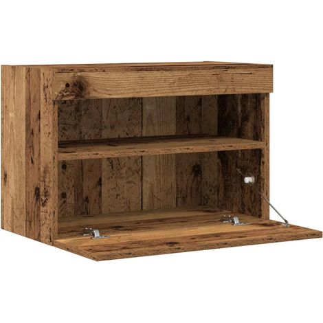 Meuble TV mural moderne avec éclairage LED 60 x 30 x 40 cm en bois d'ingénierie ancien (1/5)