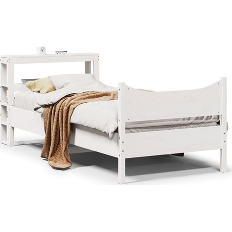 Estructura de cama con cabecero madera pino blanco 75x190 cm vidaXL (1/5)