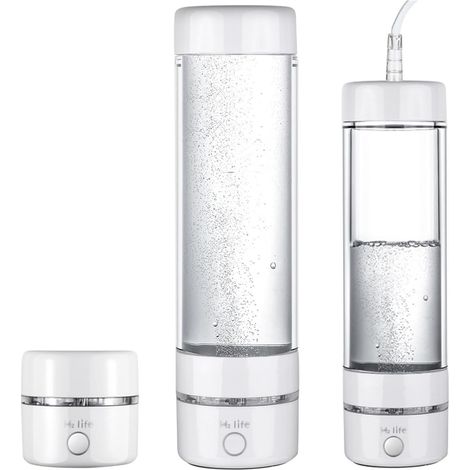 Bouteille de générateur d'eau à hydrogène moléculaire performante SPE+PEM Lonizer à Double Chambre + Dispositif d'inhalation H2(Silver with Inhale) (1/5)