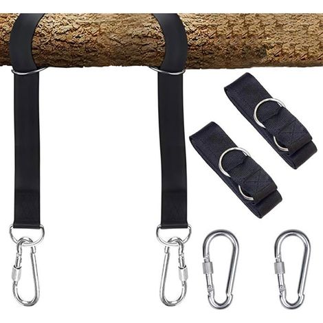 Sangles de hamac en nylon avec mousquetons en acier, fixation de balançoire robuste et réglable sans outils (1/5)