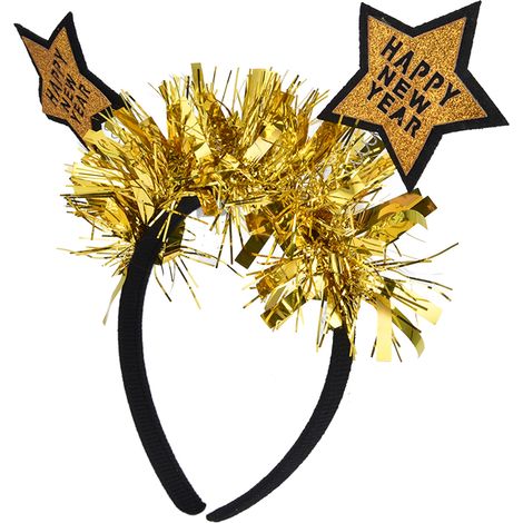 Niedlicher sternförmiger Weihnachtshaarreif, bruchfest, sternförmiges Haarband für Festivals, Goldjahr (1/5)