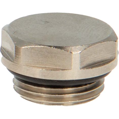 tecuro Blindstopfen, Verschlussstopfen 3/8 Zoll - selbstdichtend mit O-Ring - Messing vernickelt (1/5)